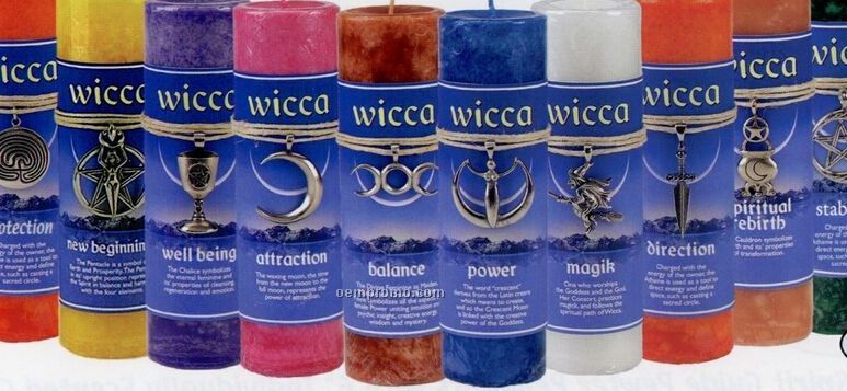 Wicca Pewter Pendant W/ Individually Scented Candle Assorted Dozen