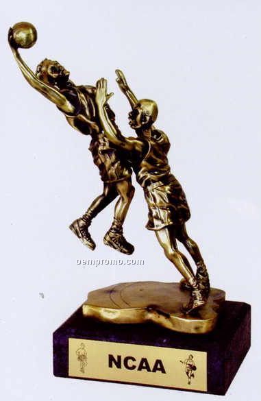 Copper Coated Male Basketball Figure Award W/ Attached Base