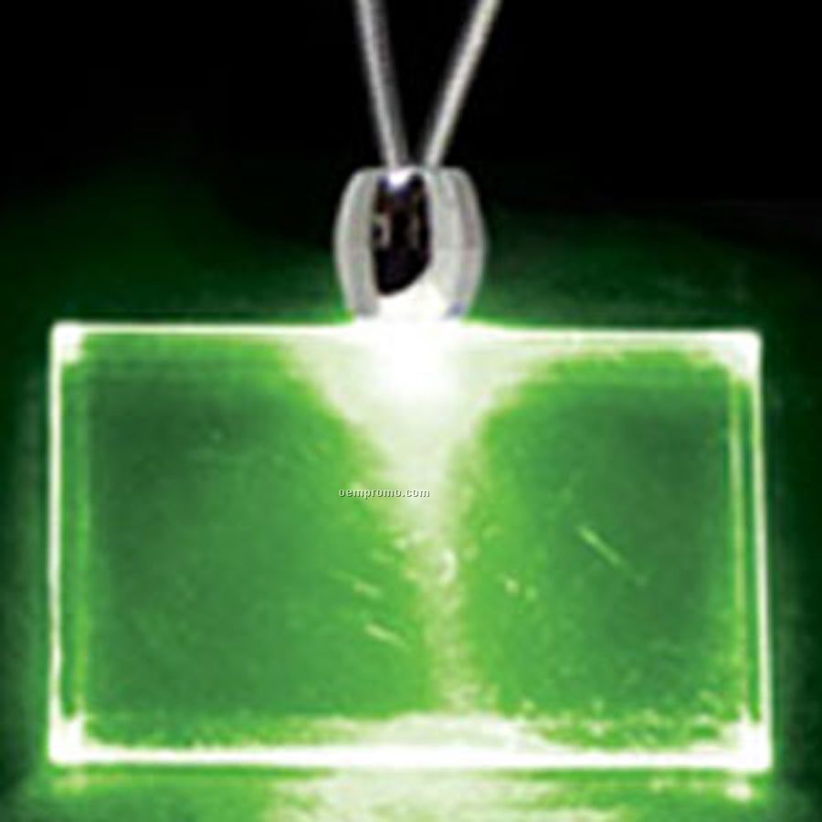Green Acrylic Rectangle Pendant Light Up Necklace