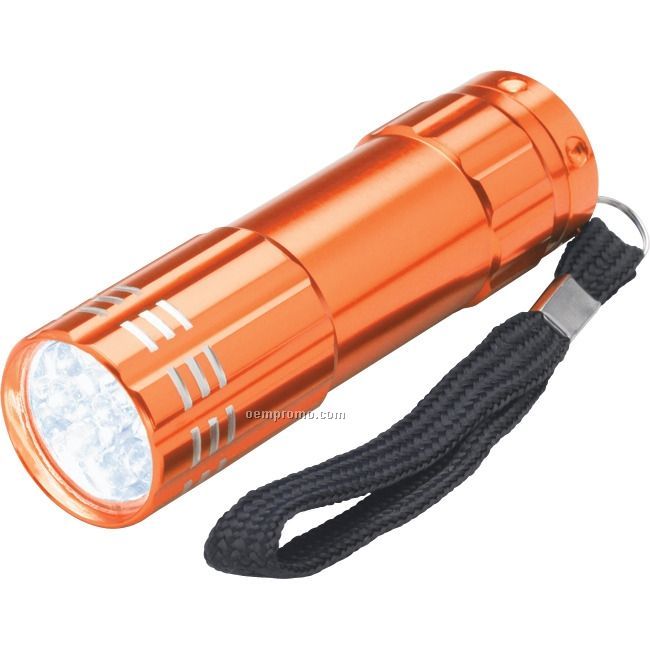 Orange 9 LED Flashlight