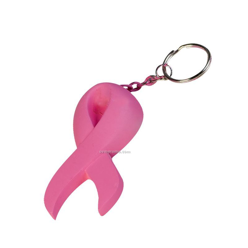 Pink Ribbon Squeeze Toy Key Chain