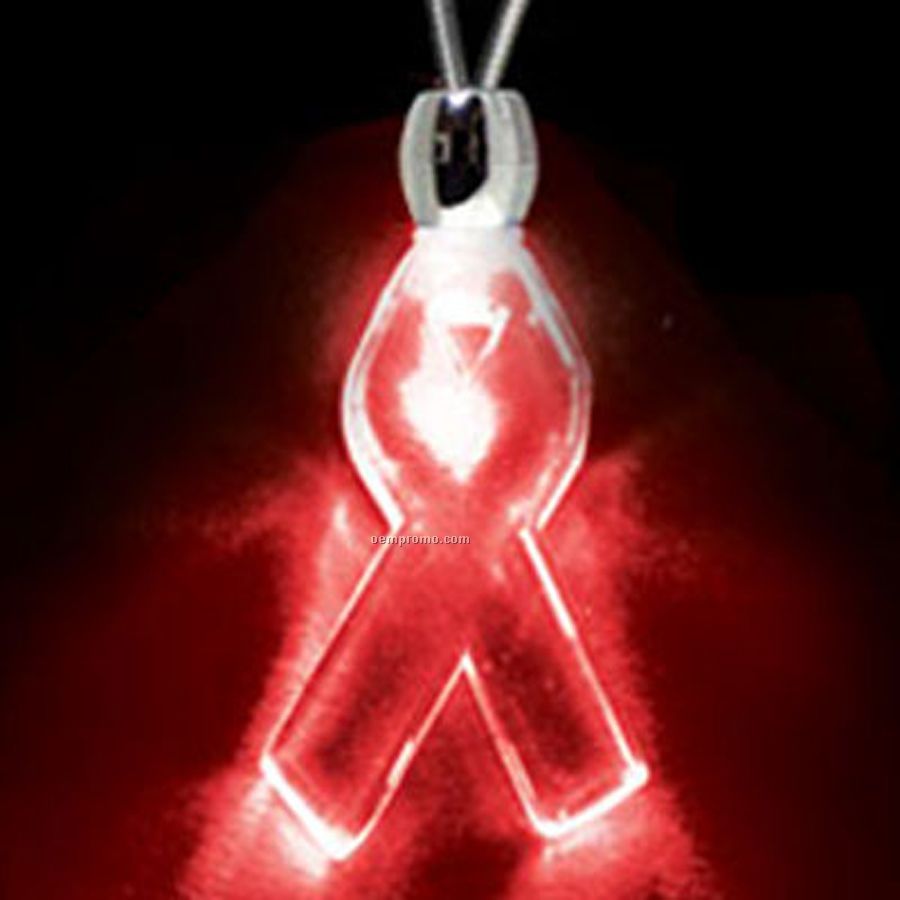 Red Acrylic Ribbon Pendant Light Up Necklace