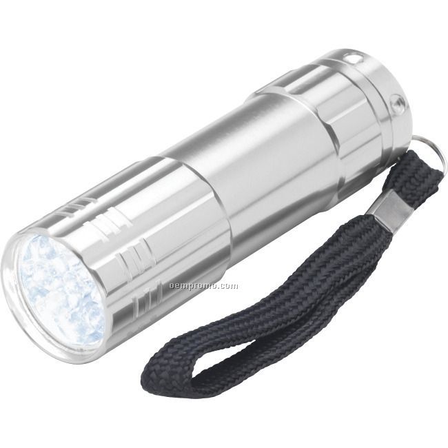 Silver 9 LED Flashlight