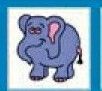 Animals Stock Temporary Tattoo - Purple Elephant (1.5"X1.5")