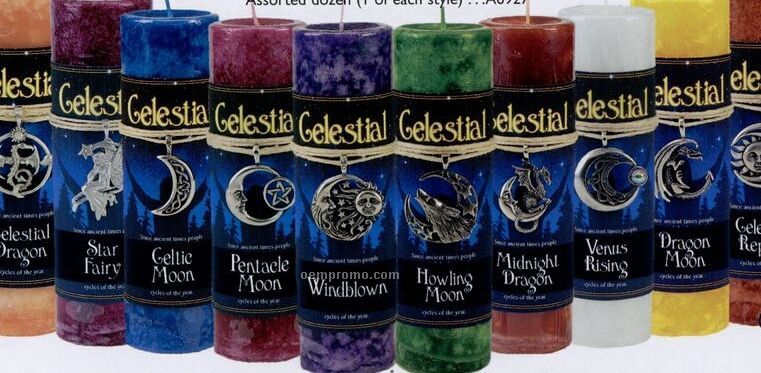 Celestial Pewter Pendant W/ Individually Scented Candle Asst. Dozen