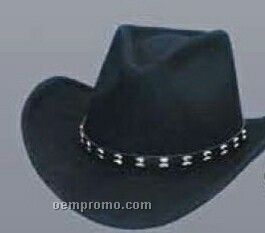 Wool Felt Crushable Western Hat W/ U Shape It Brim & Double Stud Band