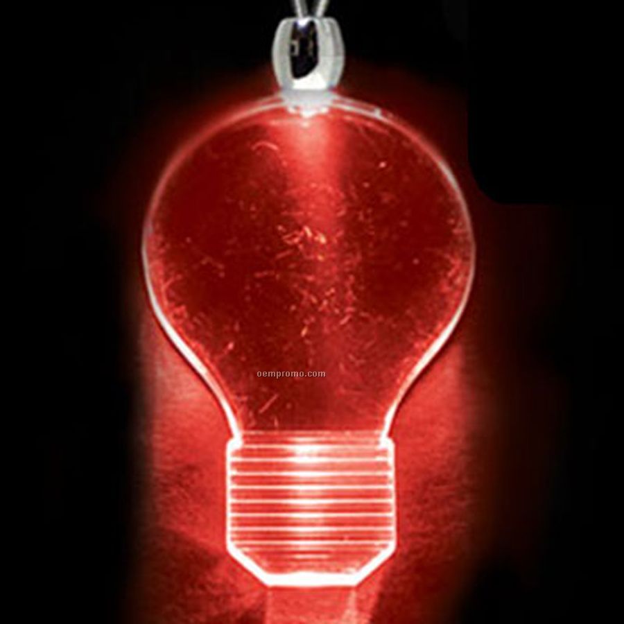 Red Acrylic Light Bulb Pendant Light Up Necklace