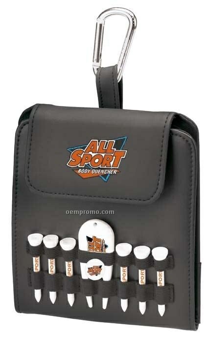 Tee Off Folding Golf Caddy With 3 1/4" Tees, Ball Marker, Pencil, And Divot