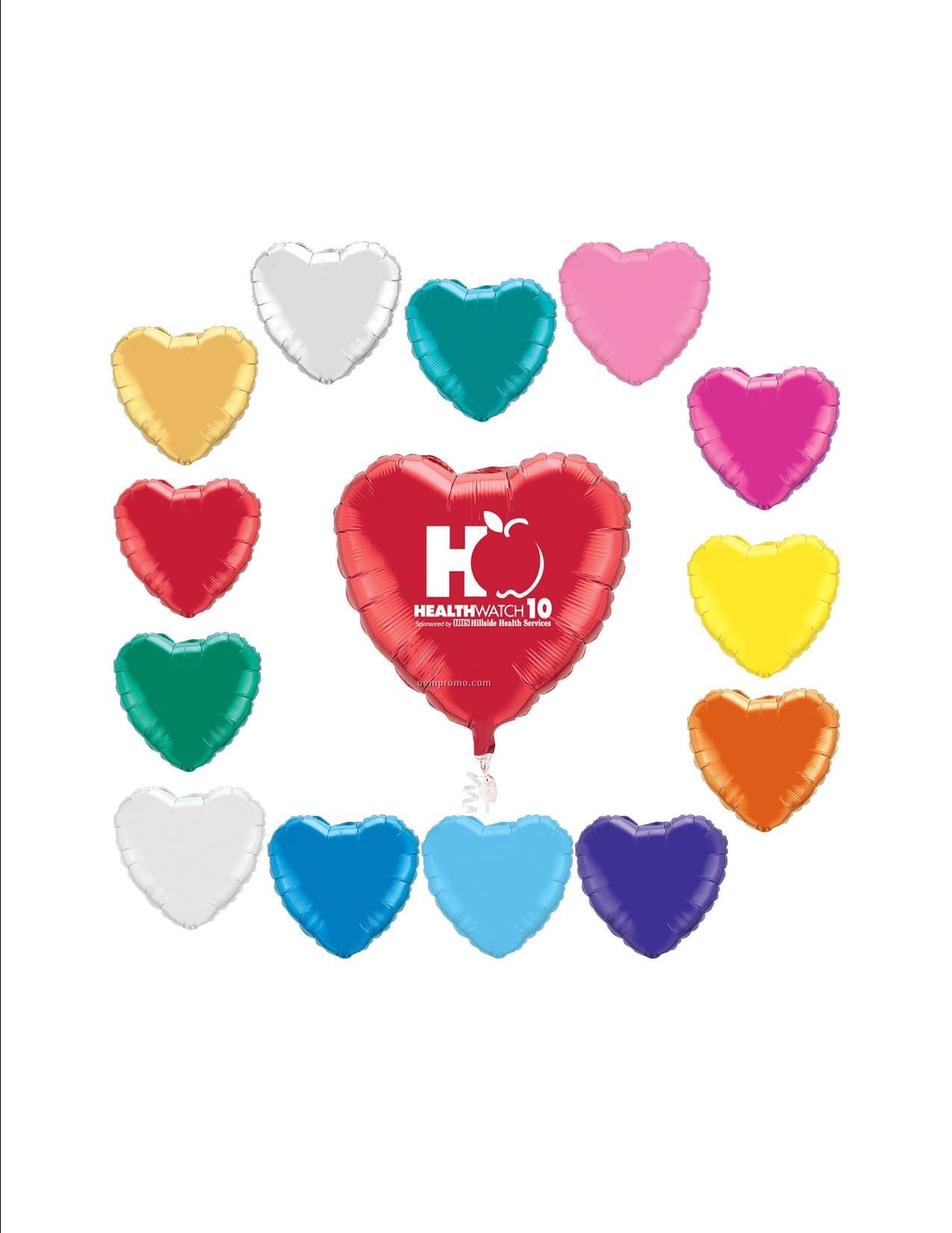 18" Heart Microfoil Balloon - 1 Color / 1 Side Imprint