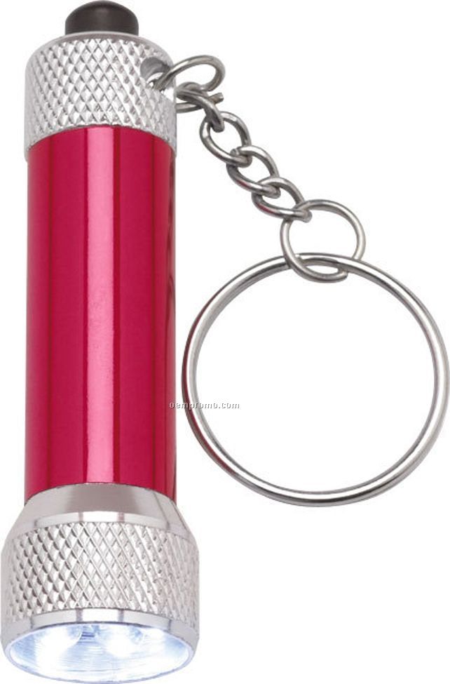 Red Barrel Flashlight Keychain W/ 5 White Leds