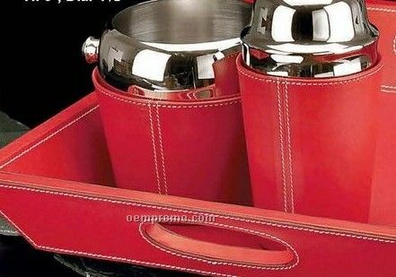 Red Leather Serving Tray