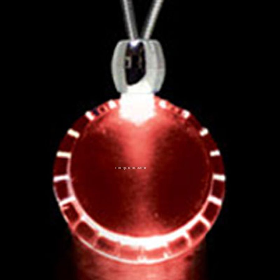 Red Acrylic Bottle Cap Pendant Light Up Necklace