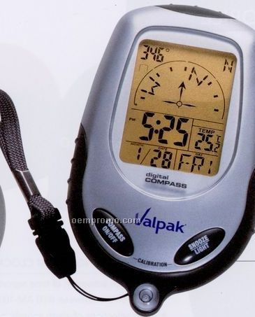 Digital Handheld Compass W/Thermo-alarm Clock