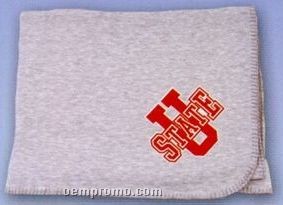 Jersey Sweatshirt Fleece Throw Blanket W/ Blanket Stitched Edging