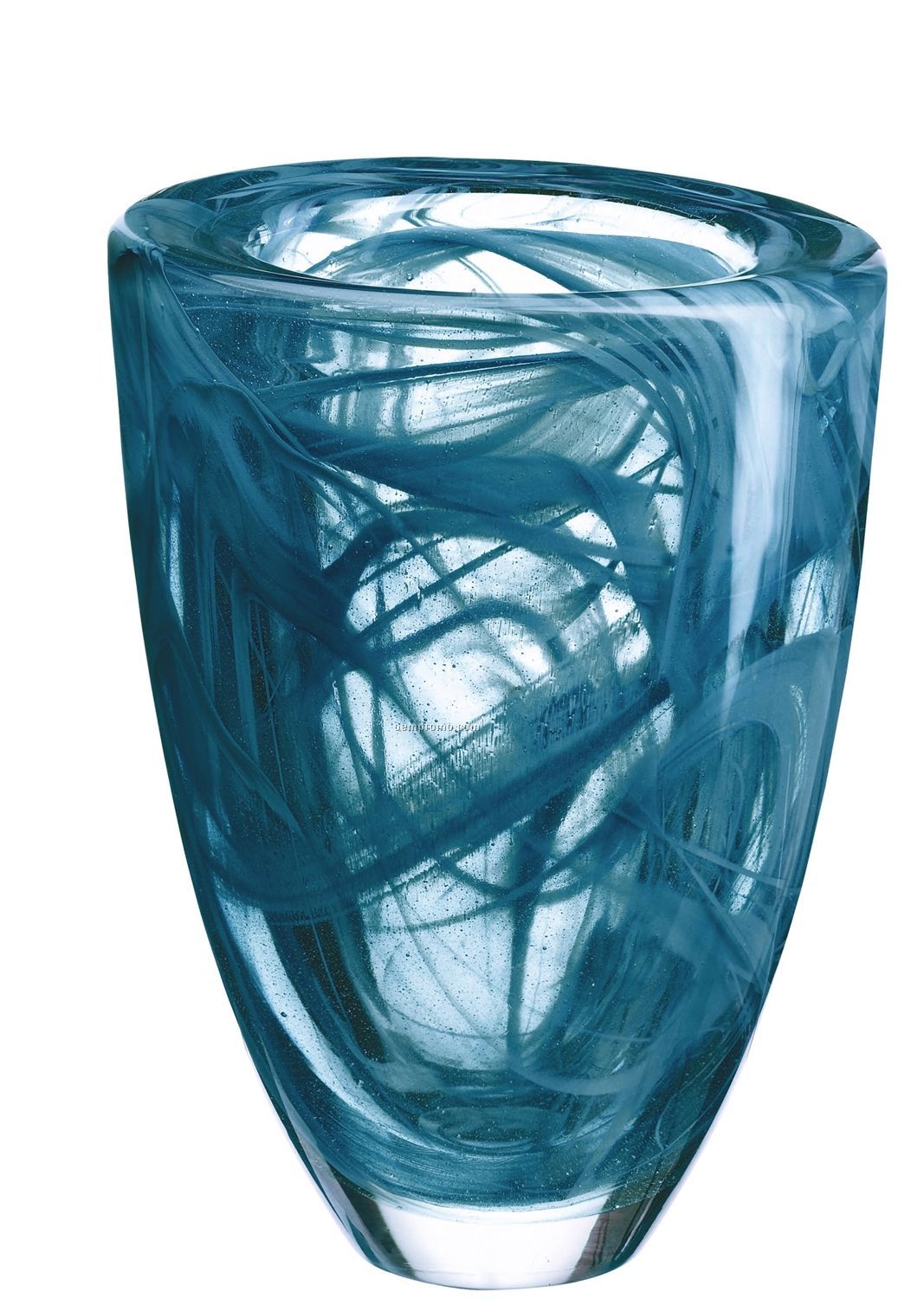 Atoll Marble Look Glass Vase By Anna Ehrner (Petrol Blue)