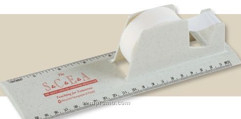 Recycled Tape Dispenser/ 8" Ruler (With Tape)