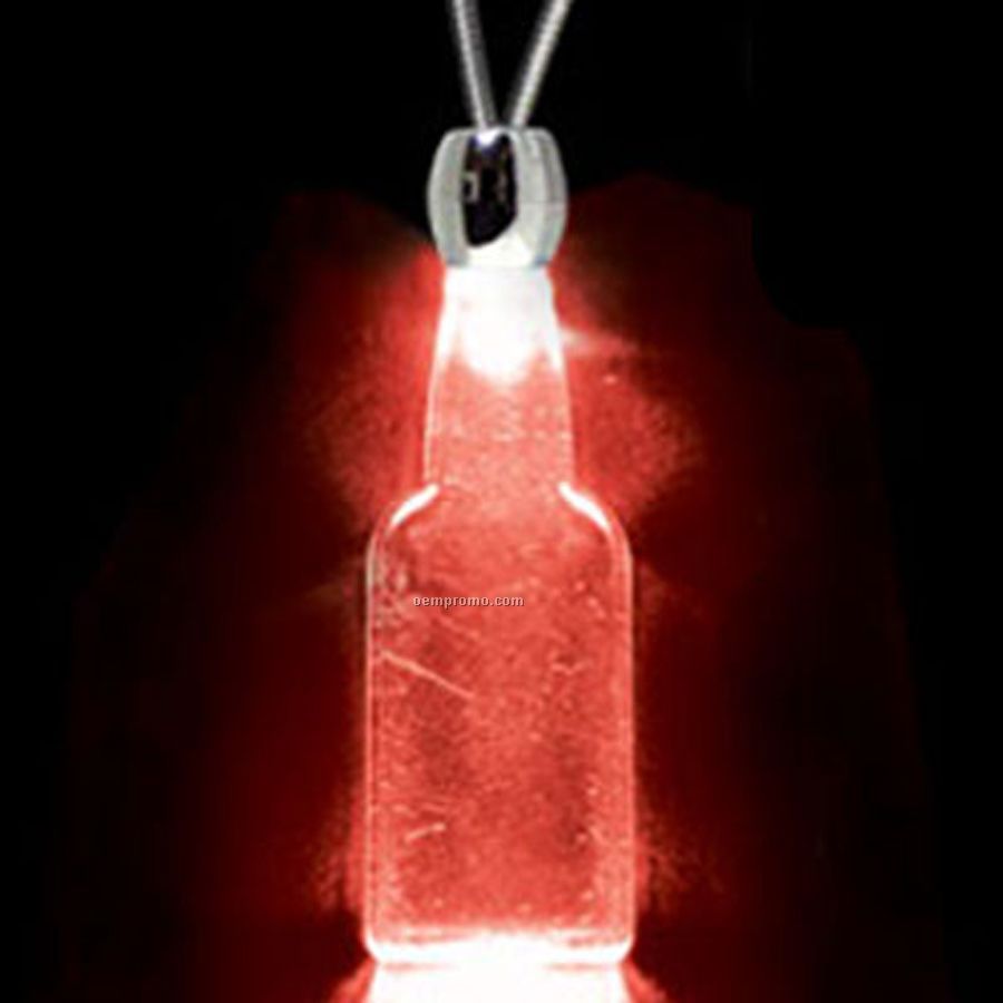 Red Acrylic Flat Faced Bottle Pendant Light Up Necklace