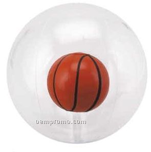 16" Inflatable Transparent Beach Ball W/ Inflatable Basketball Insert