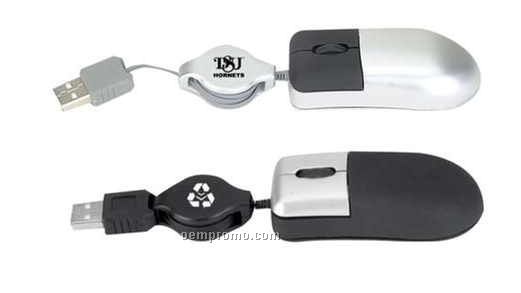 3d Super Mini Optical USB Mouse W/ Retractable Cord