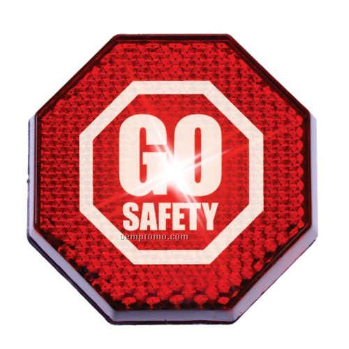 Buzstrobe Safety Reflectors Button - Red Octagon With Red LED