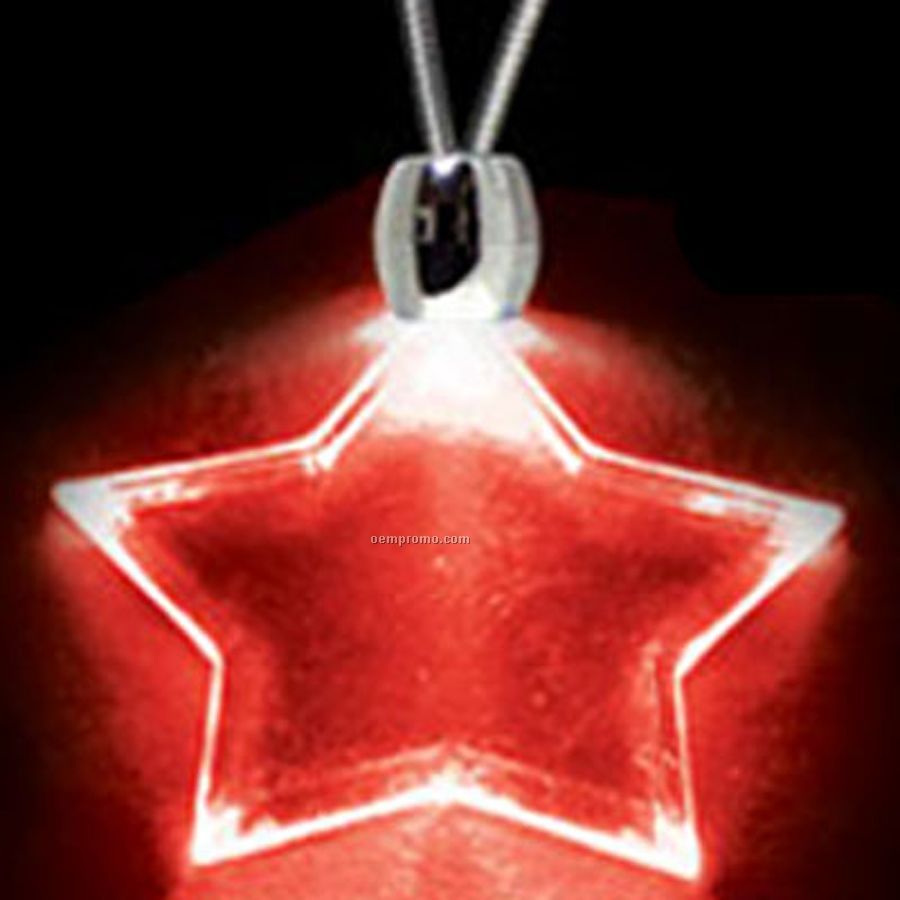 Red Acrylic Star Pendant Light Up Necklace