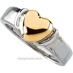 Sterling Silver Two Tone Heart Ring