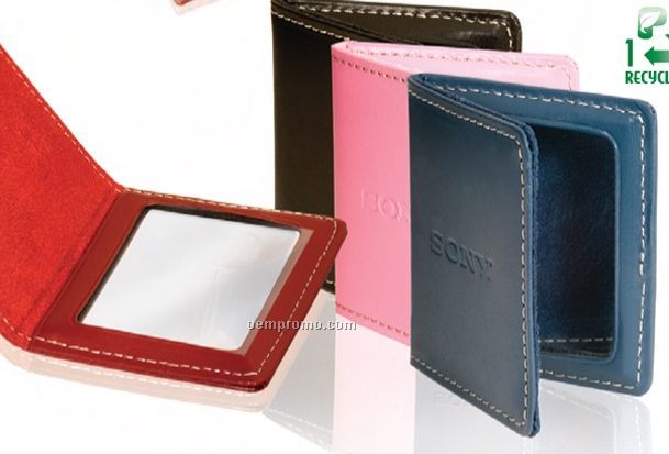 Diamond District Cowhide Leather Magnetic Pocket Mirror