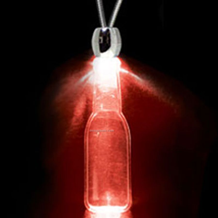 Red Acrylic Round Faced Bottle Pendant Light Up Necklace
