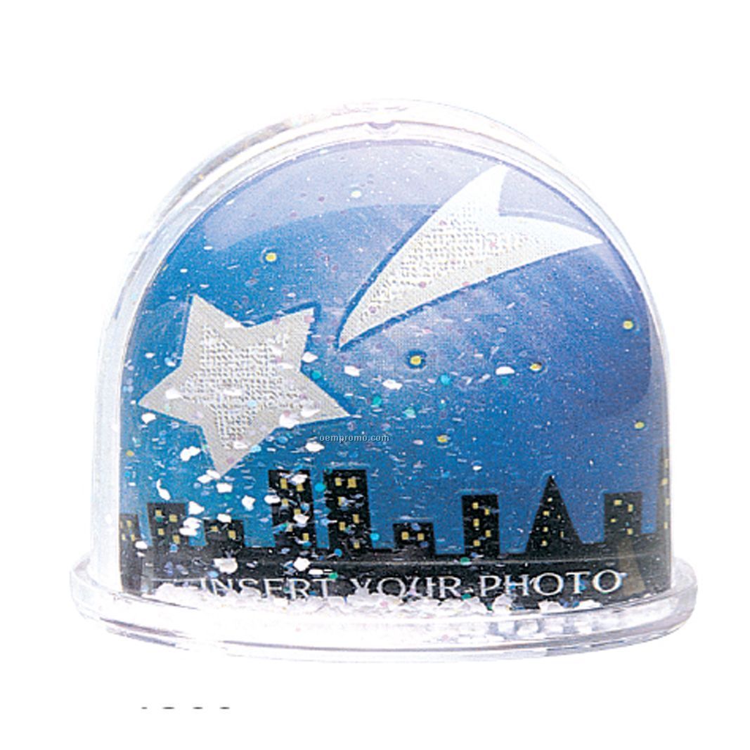 Snow & Glitter Dome Shaped Water Globe/ Removable Plate (3-1/2
