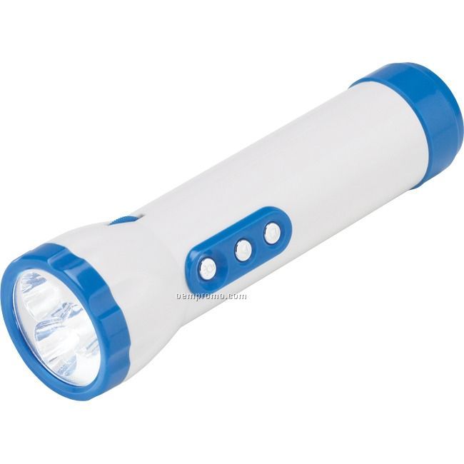Blue 3 LED Safety Flashlight W/ Radio