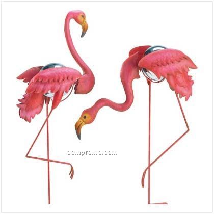 Flamingo Gazing Ball Garden Stakes