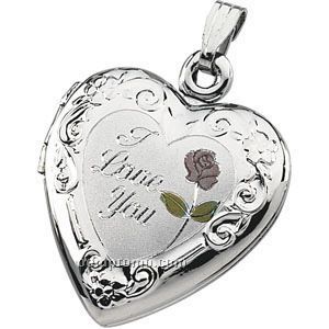Ladies' Stainless Steel 23-1/2x19-3/4 I Love You Heart Locket