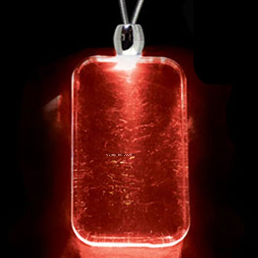 Red Acrylic Dog Tag Pendant Light Up Necklace