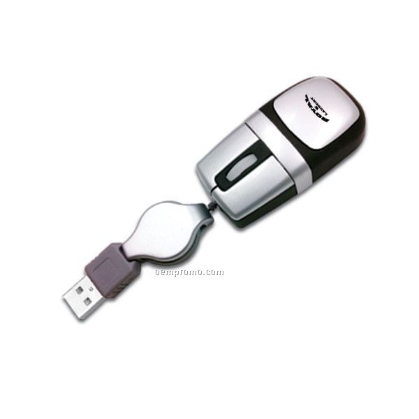 Super Mini Optical USB Mouse W/ Retractable Wheel & Cord