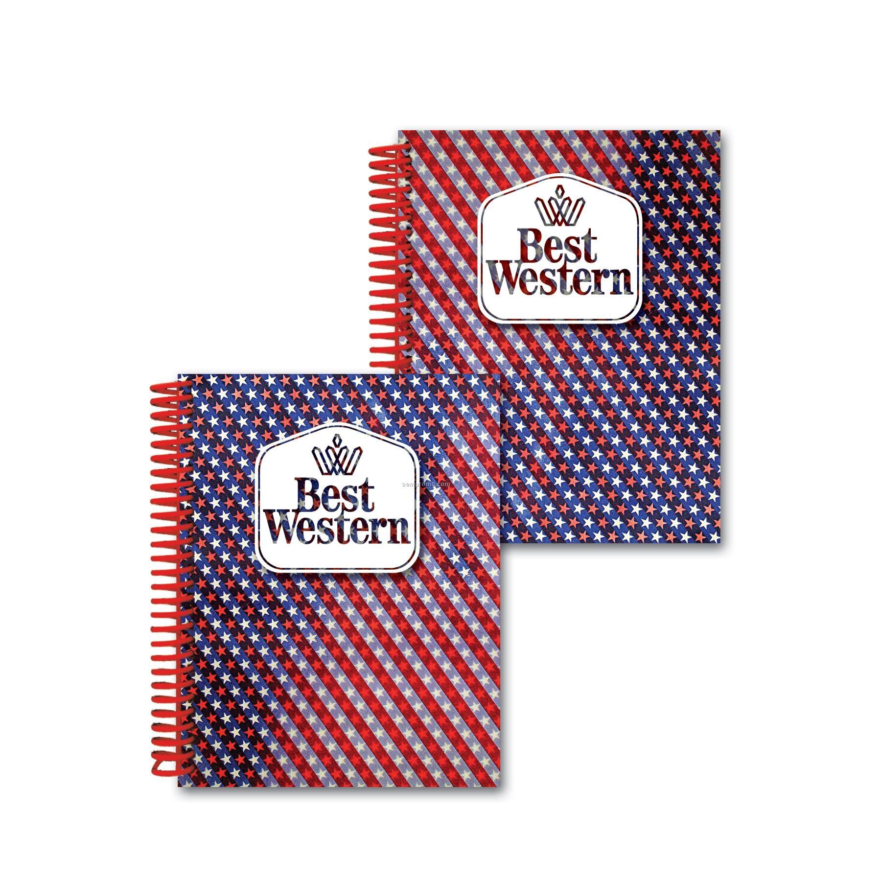 3d Lenticular Notebook Stock Animated Stars And Stripes (Imprinted)