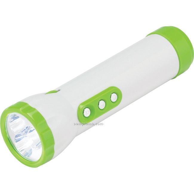 Green 3 LED Safety Flashlight W/ Radio