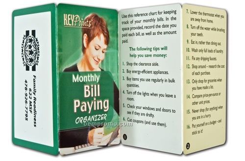 Monthly Bill Paying Organizer Key Point Brochure (Folds To Card Size)