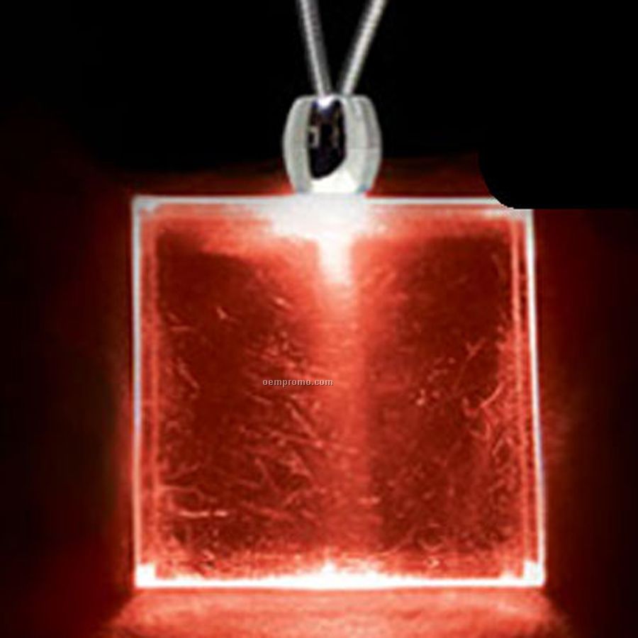 Red Acrylic Square Pendant Light Up Necklace