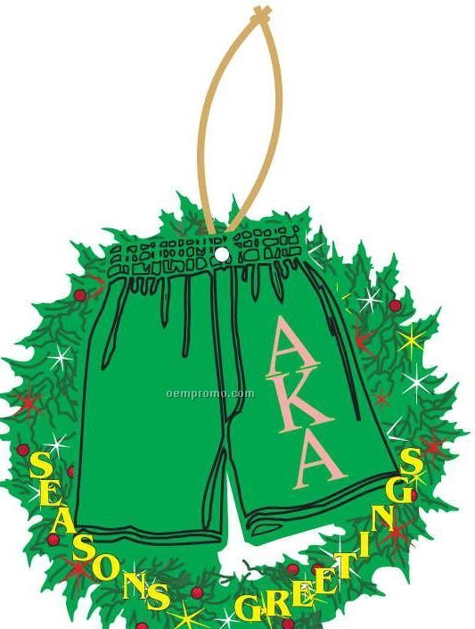 Alpha Kappa Alpha Sorority Shorts Wreath Ornament/ Mirror Back(12 Sq. Inch)