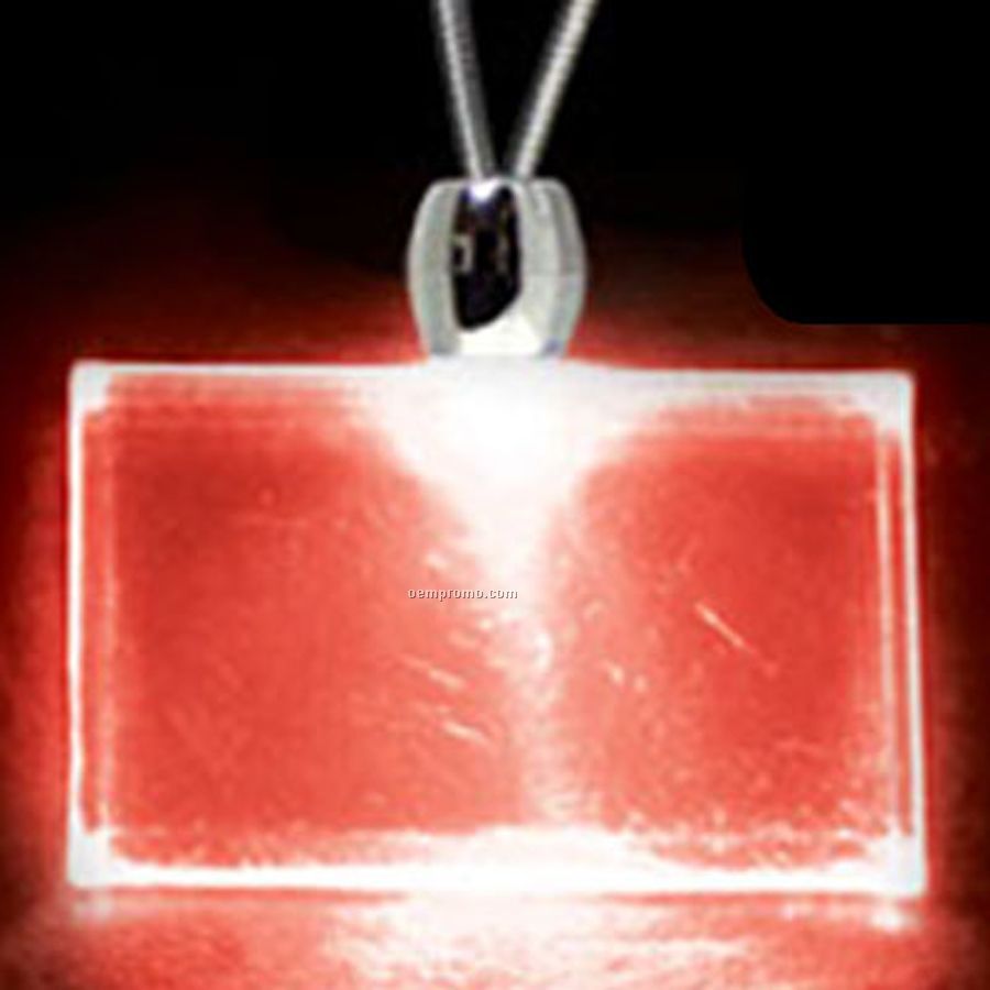 Red Acrylic Rectangle Pendant Light Up Necklace