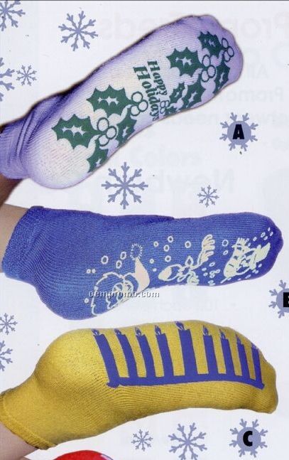 Holidays Treds Ankle Or Mid-calf Seasonal Slipper Sock (Menorah)