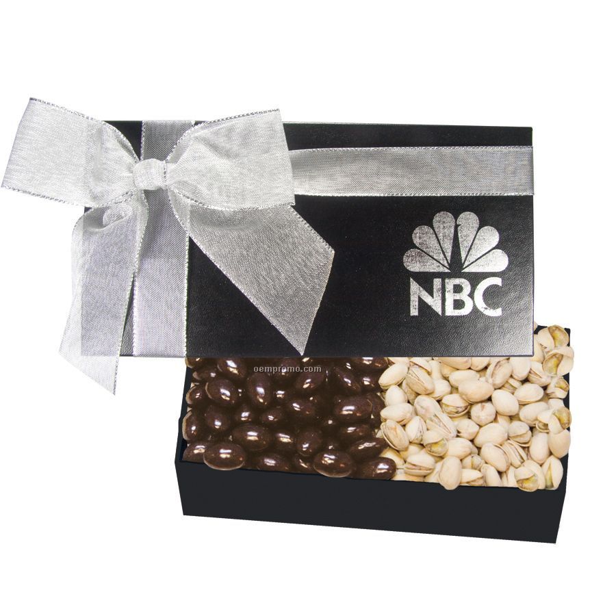 The Executive Black Chocolate Covered Almonds And Pistachio Box