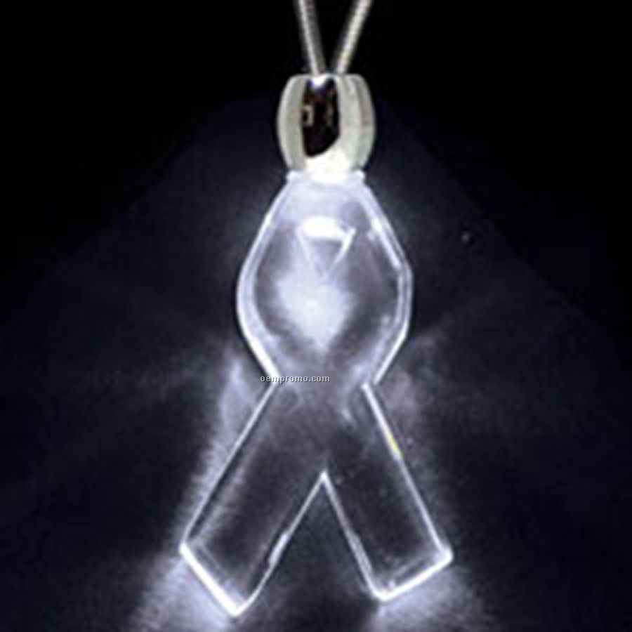 White Acrylic Ribbon Pendant Light Up Necklace