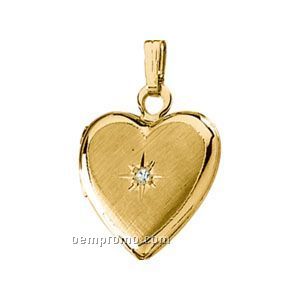 13-1/2x12-1/2 14ky .01 Ct Tw Diamond Round Heart Hinged Locket Pendant