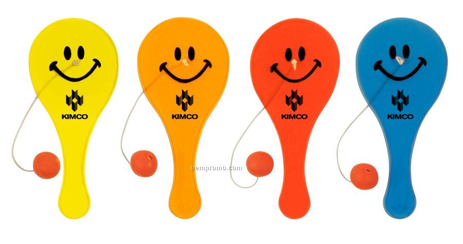 5" X 2" Smiley Face Translucent Paddle Ball Game