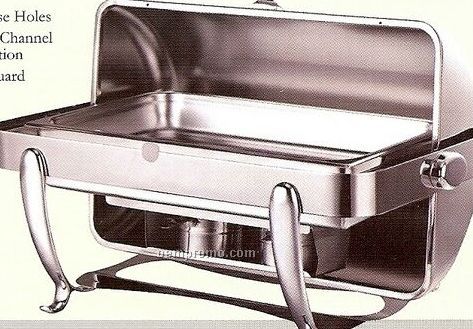 8 Qt. Rectangle Stainless Steel Roll-top Chafer W/ Brake