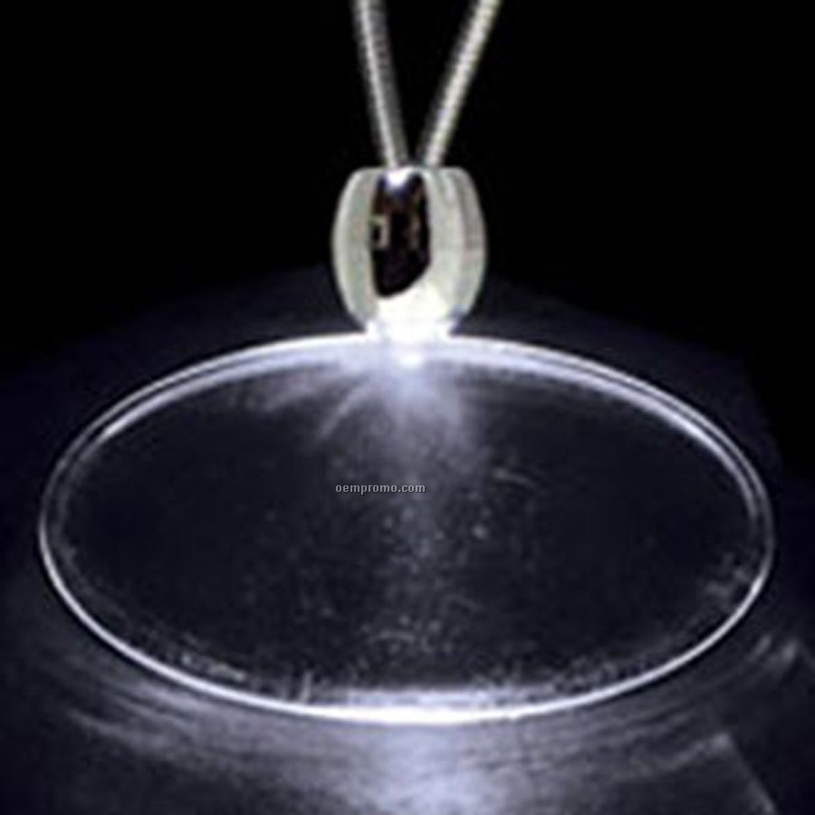White Acrylic Oval Pendant Light Up Necklace