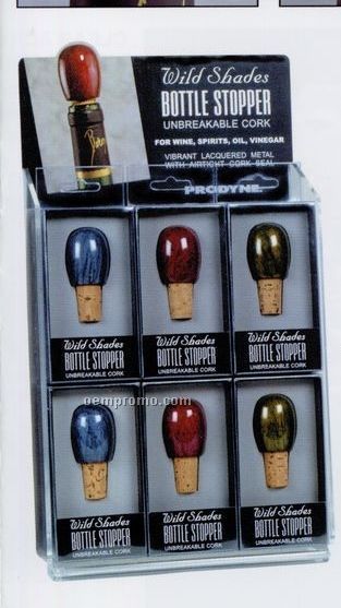 12 Piece Mixed Wild Shades Bottle Stopper W/ Counter Display