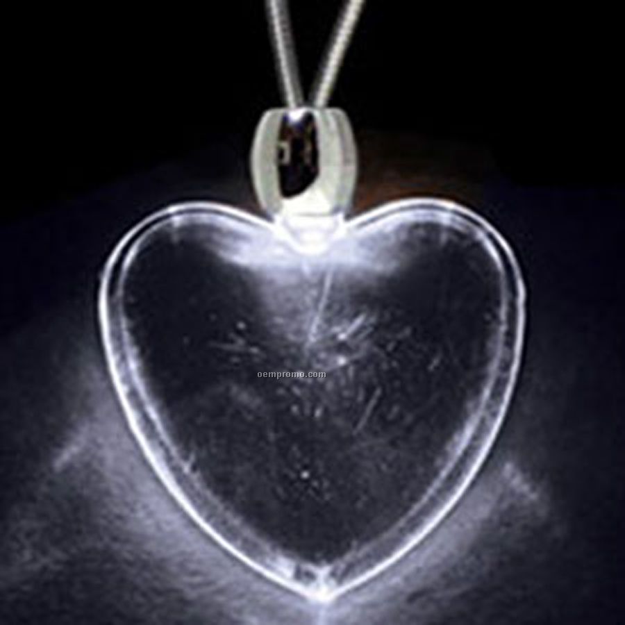 White Acrylic Heart Pendant Light Up Necklace