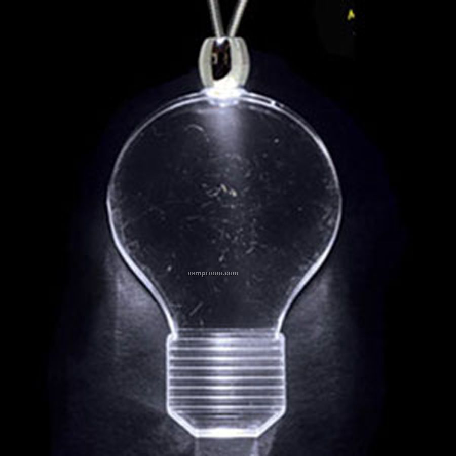 White Acrylic Light Bulb Pendant Light Up Necklace